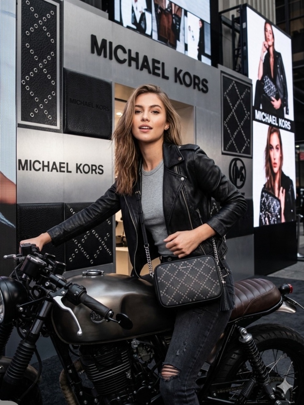 Michael Kors Black Stud-Accent Crossbody Bag